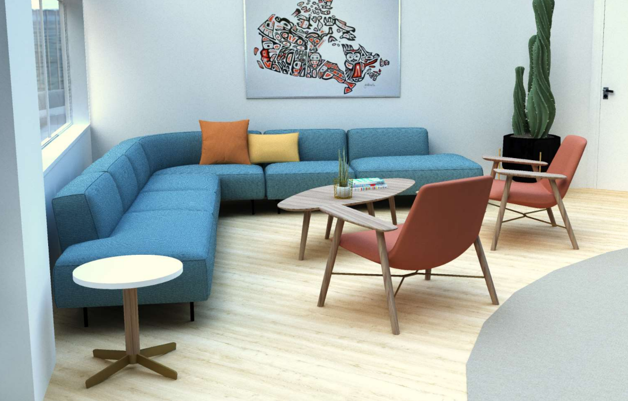 KEILHAUER Meander Modular Lounge - Oro Lounge Chair - Geometry Diamond Table - Sip Round End Table