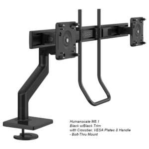 Humanscale M8.1 Dual Monitor Arm with Crossbar & Handle