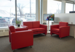 Bold red lounge seating which leaves lasting impression