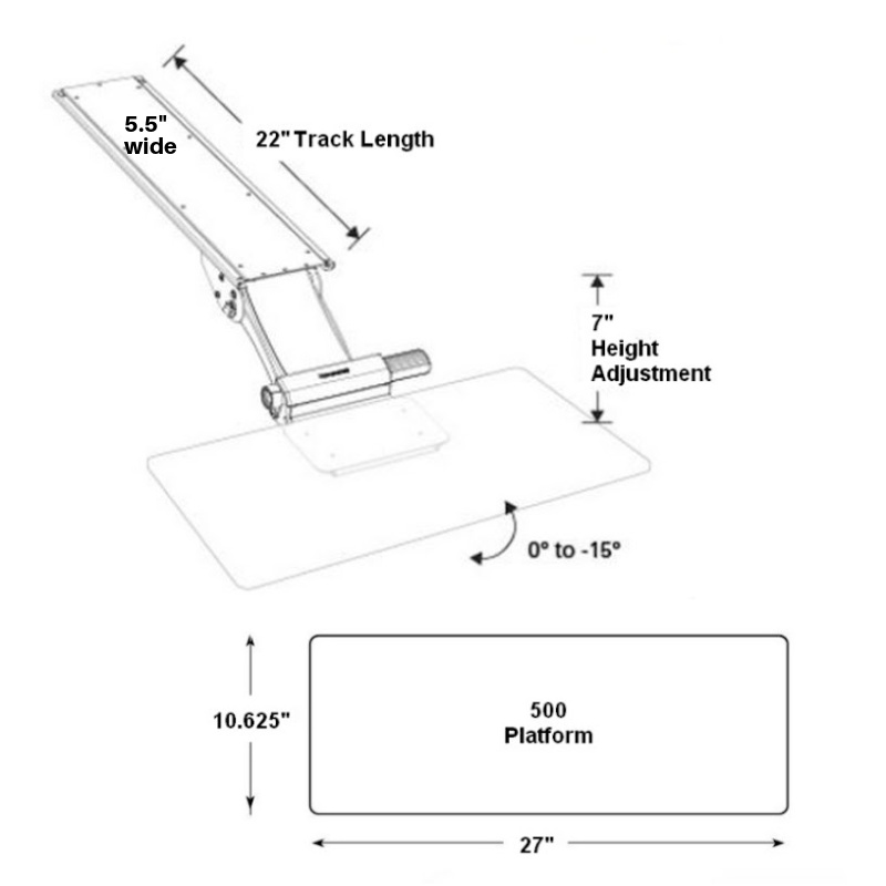 Humanscale 6G Articulating Keyboard System dimensions